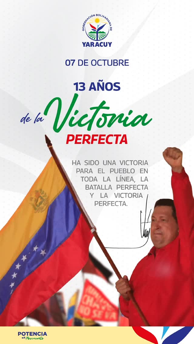 ¡7 de Octubre: 13 años de la Victoria Perfecta de nuestro Comandante Hugo Chávez!

Hoy conmemoramos...