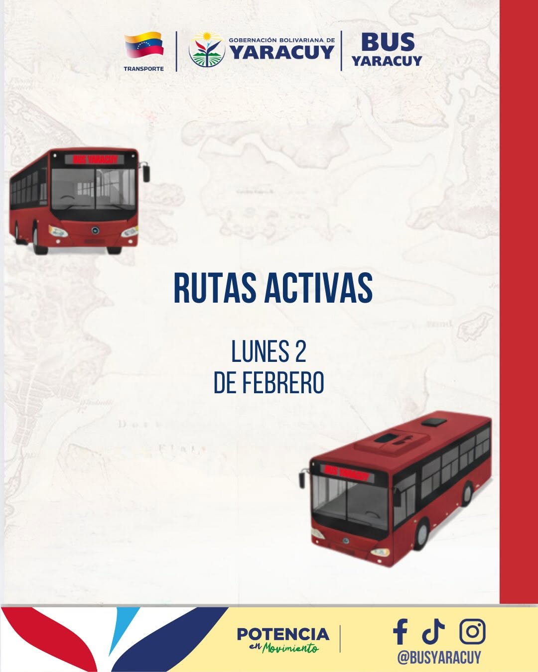 Rutas activas LUNES 2 de FEBRERO ✨🚍